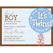 Twin Baby Shower Invitations, Its Twins, Boy, Paper So Pretty
